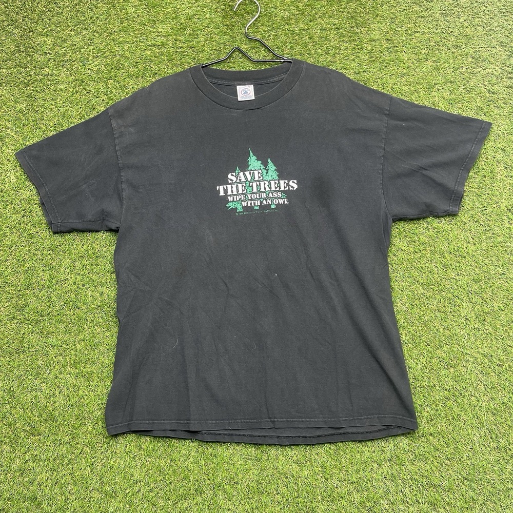 Vintage Save The Trees Wipe Your Ass With An Owl Shirt Mens XL Funny Graphic